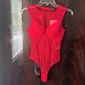 INC International Concepts Red Sleeveless Bodysuit Lingerie